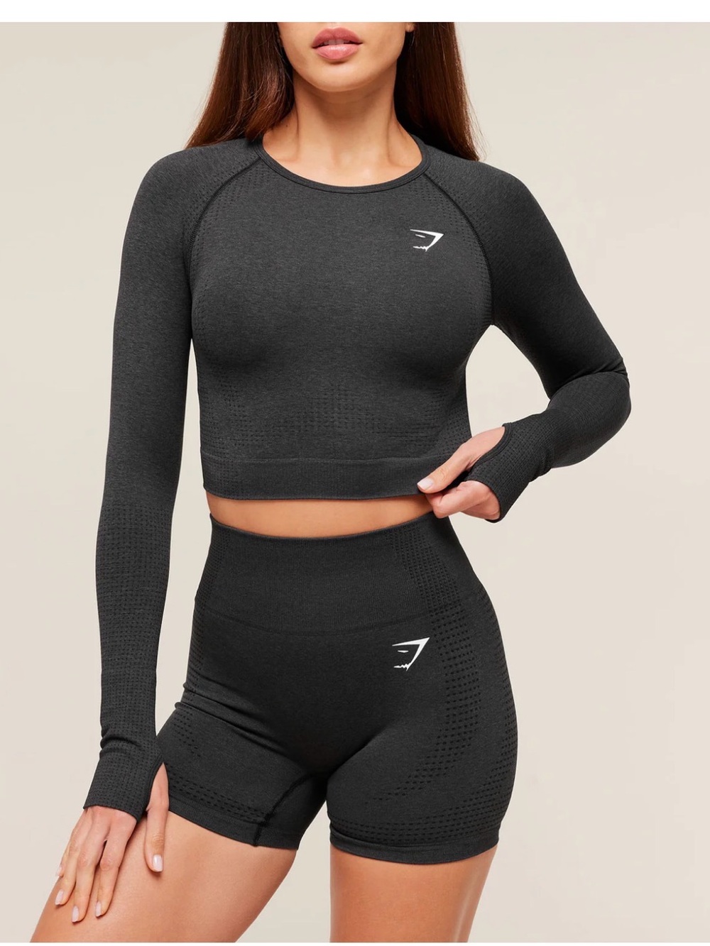 Gymshark Women's Seamless Long Sleeve Crop Top - Charcoal Gray